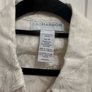 Sag Harbor Petite Cream Jacket with Silver Embroidery size 8P